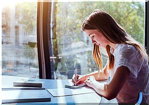 Girl studying for the exams