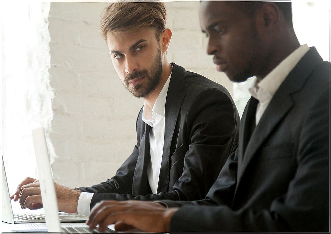 Boy envying a coworker