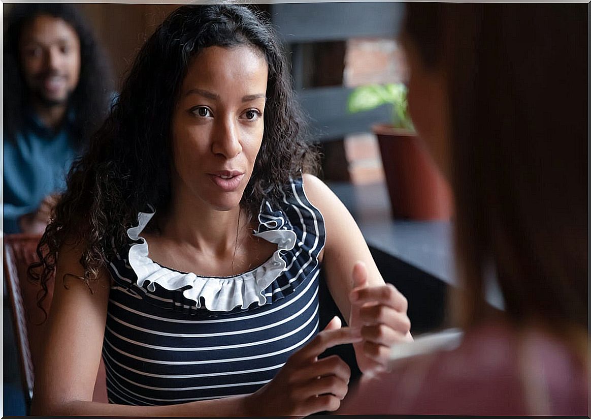 Woman talking to her partner