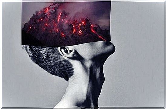 man with volcano on his face symbolizing the phrases about anger