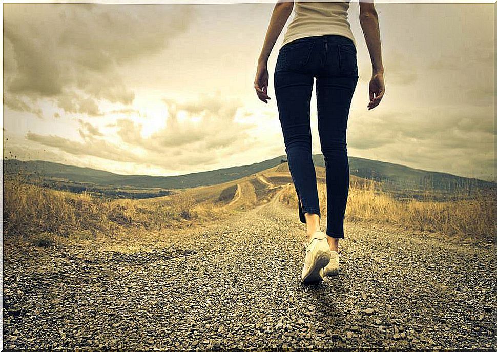 Woman walking representing being responsible