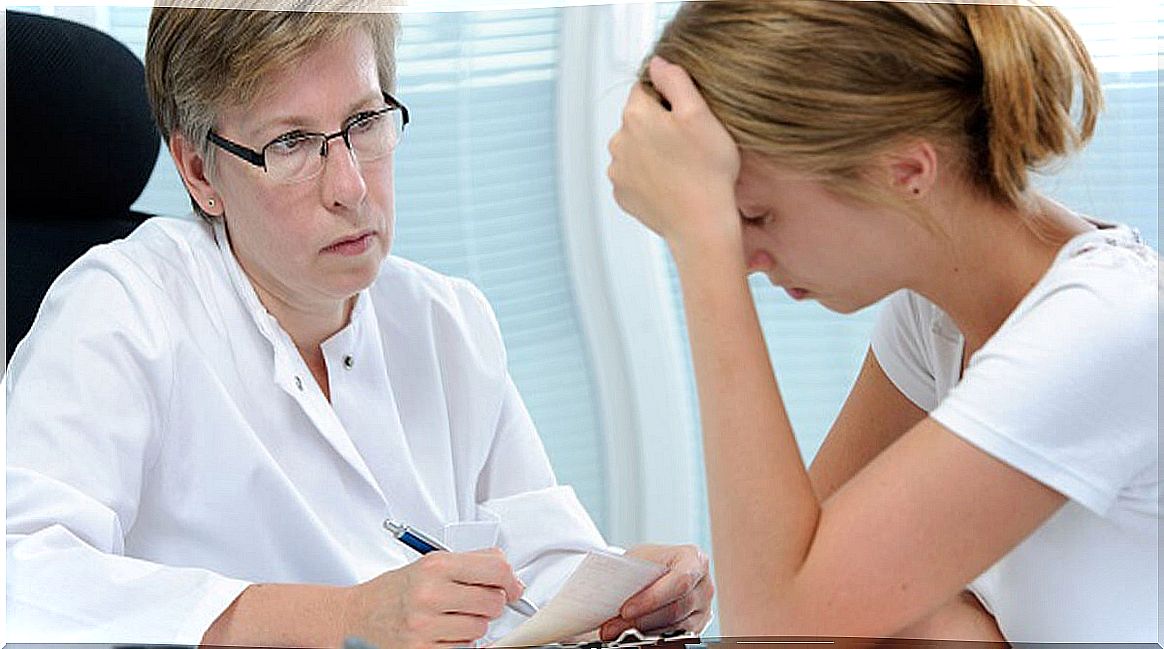 Woman with lupus and depression at the doctor