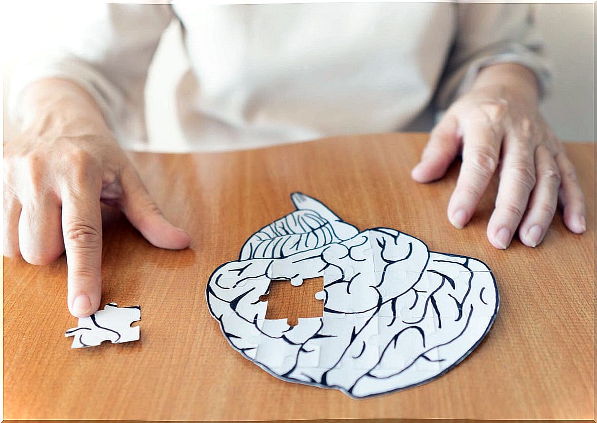 Senior person doing a puzzle