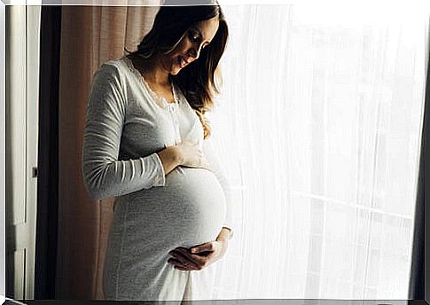 Pregnant woman at the window