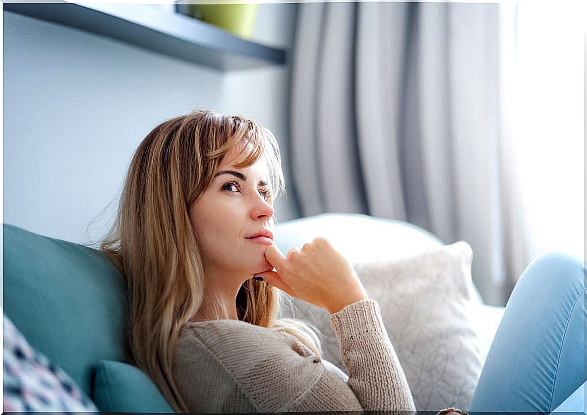 Woman thinking about worrying about the little things 