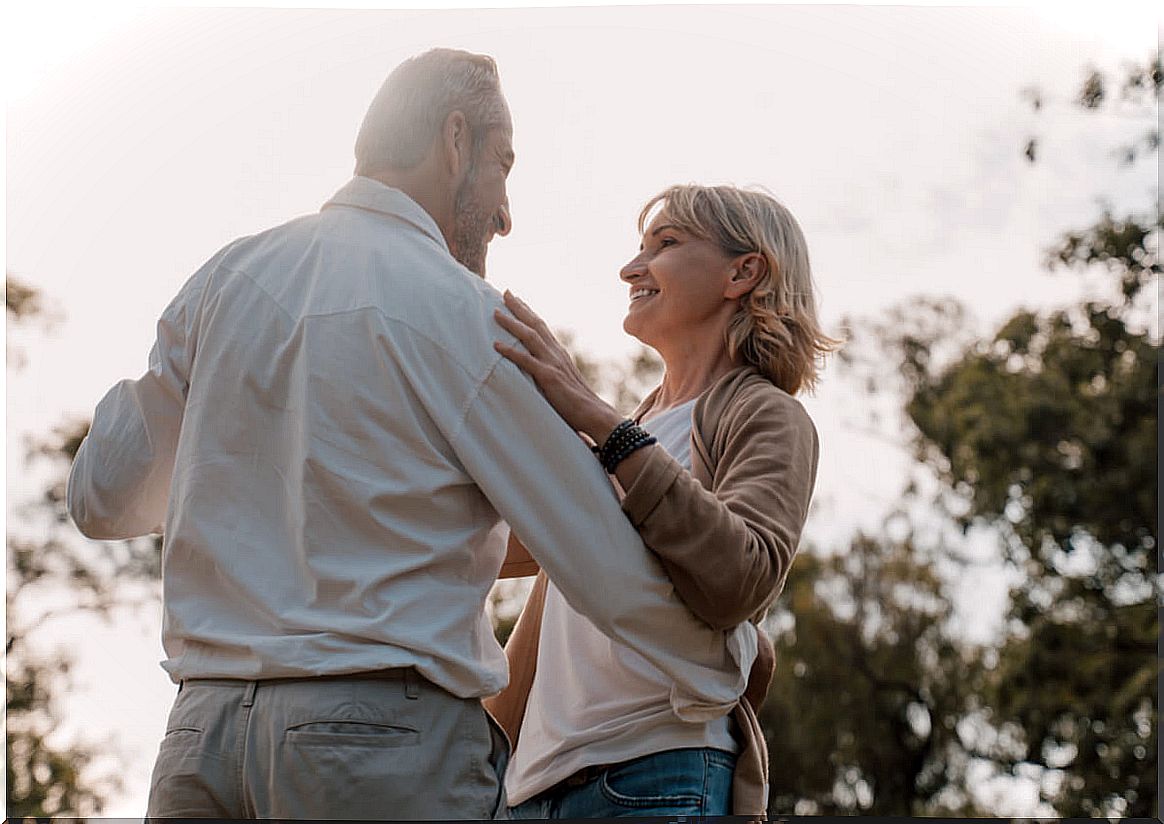 Senior adult couple dancing